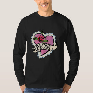 T-shirt Fête Mère Maman Amour Coeur Avec Maman Rose