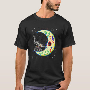 T-shirt Fête Mexicaine Du Crâne Morte De Sucre Lune Chat K