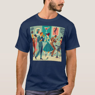 T-shirt Fête Moderne Du Milieu Du Siècle Martini Dance