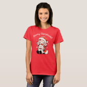 T-shirt Fête moderne fille Whimsical avec chien Noël (Devant entier)
