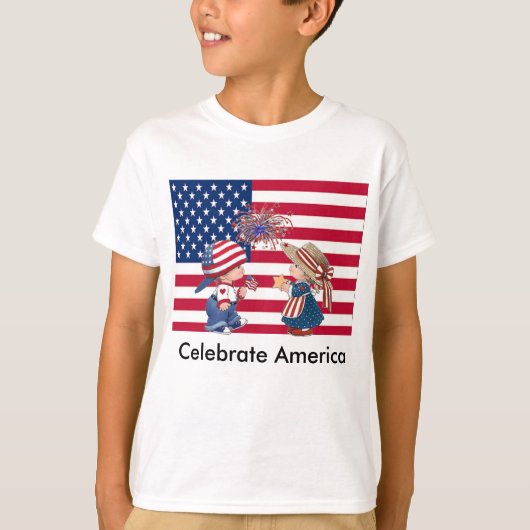T-shirt Fêter le drapeau américain (Devant)