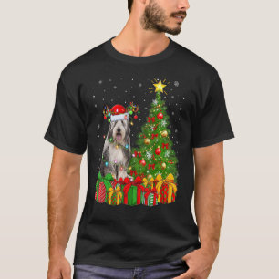 T-shirt Fêtes de Noël Lumières Père Noël Porté Collie Chie