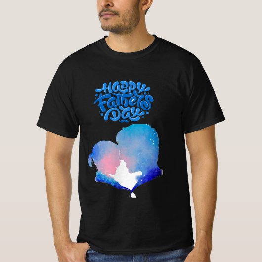 T-shirt Fêtes des pères et aquarelle (Devant)