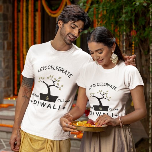 T-shirt Fêtons Diwali vert et propre