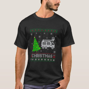 T-shirt Feu Camion Xmas Éclairage Arbre Vilain Sueur de No
