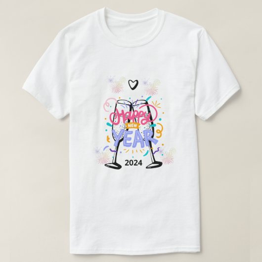 T-shirt Feu d'artifice 2024 : Un début éblouissant. (Design devant)