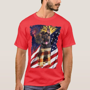 T-shirt Feu d'artifice allemand Shepherd américain -