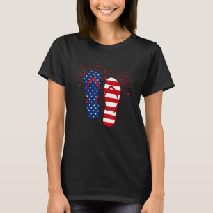 T-shirt Feu d'artifice Flip Flops Usa Drapeau 4 juillet
