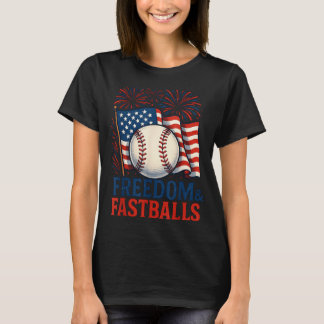 T-shirt Feu d'artifice patriotique Baseball 4 juillet Libe