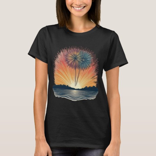 T-shirt Feu d'artifice sur Sunset Lake (Devant)