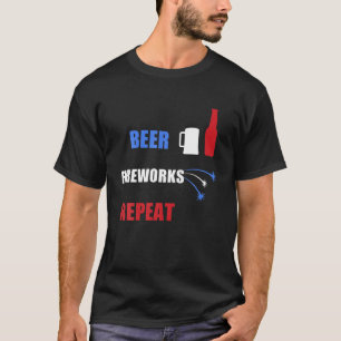 T-shirt Feu de bière Répéter Patriotic USA 4 juillet