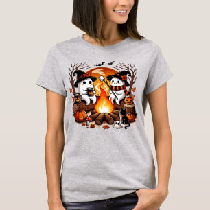 T-shirt Feu de Campement éffrayant, Mignonne Fantôme Hallo