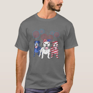 T-shirt Feu de Chien Pitbull américain 4 juillet Drapeau a