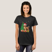 T-shirt Feu de Noël Éclairage Santa Chapeau Cockapoo Chien (Devant entier)