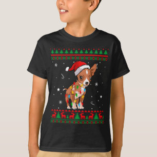T-shirt Feu de Noël moche doux lumières de Noël Chihuahua