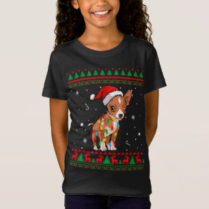 T-Shirt Feu de Noël moche doux lumières de Noël Chihuahua