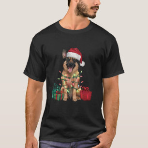 T-shirt Feu de Noël Santa Hat Chien belge Malinois Chris