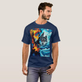 T-shirt Feu et glace - Aigle et Loup (Devant entier)