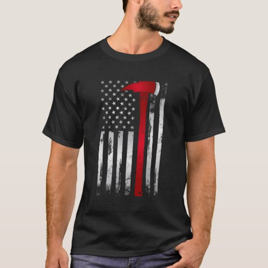 T-shirt Feu léger Red Line American Flag Ax pour Firefight (Devant)