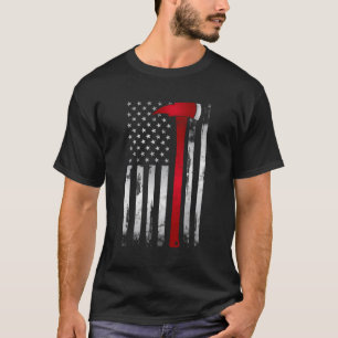 T-shirt Feu léger Red Line American Flag Ax pour Firefight