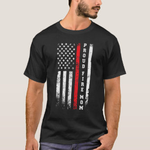 T-shirt Feu Maman Américain Drapeau Pompier Maman Fireman
