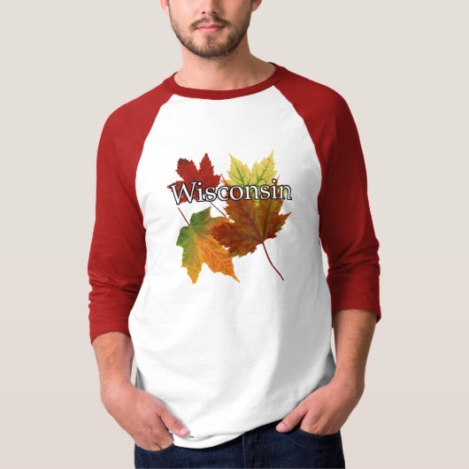 T-SHIRT FEUILLE D'AUTOMNE DANS LE WISCONSIN (Devant)