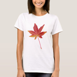 T-shirt Feuille d'automne simple rouge