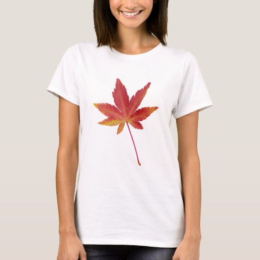 T-shirt Feuille d'automne simple rouge (Devant)