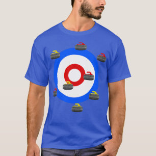T-shirt Feuille de curling avec Rocks et balais
