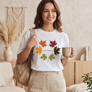 T-shirt Feuille de Érable d'Automne Colorée Remercier Grat