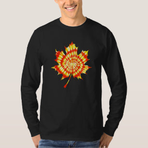 T-shirt Feuille de Érable Tie Dye Automne Feuilles d'Autom