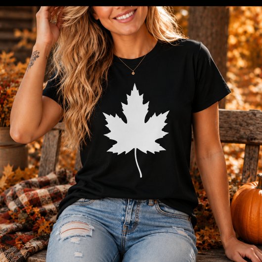 T-shirt Feuille de Maple Blanche Unisexe | feuilles d'auto