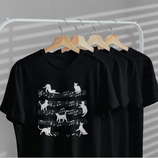 T-shirt Feuille de musique Chat Silhouette