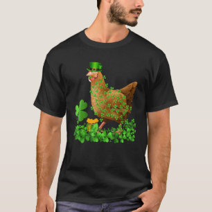 T-shirt Feuille de trèfle irlandais Chapeau de lutin Poule