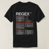 T-shirt Feuille de triche Regex Expressions régulières 101 (Design devant)