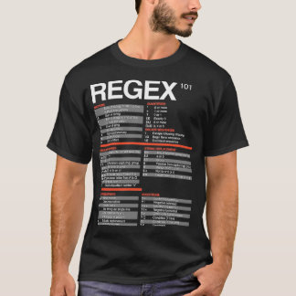 T-shirt Feuille de triche Regex Expressions régulières 101
