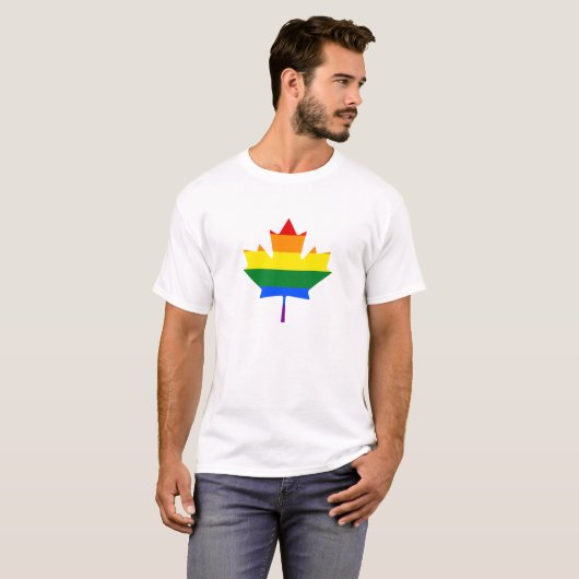 T-shirt feuille d'érable à l'arc-en-ciel (Devant entier)