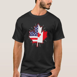 T-shirt Feuille d'érable canadienne Drapeau américain Fête
