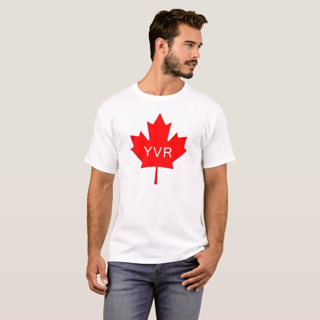 T-shirt Feuille d'érable - code d'aéroport de Vancouver (Devant entier)