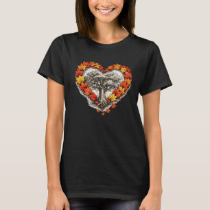 T-shirt Feuille d'érable Cœur embrassant l'Arbre de Vie Ar