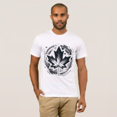 T-shirt Feuille d'érable géométrique moderne (Devant entier)