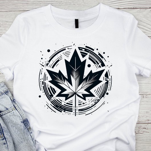 T-shirt Feuille d'érable géométrique moderne