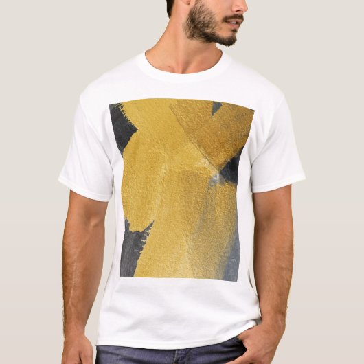 T-shirt Feuille d'or, conception noire abstraite (Devant)