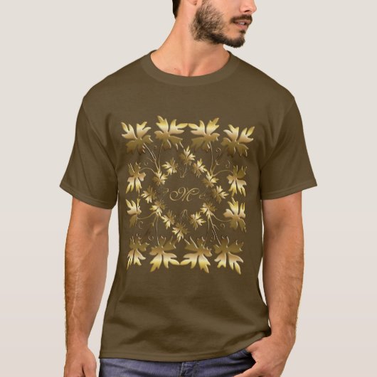 T-shirt feuille d'or de luxe, d'or, luxe d'or, (Devant)
