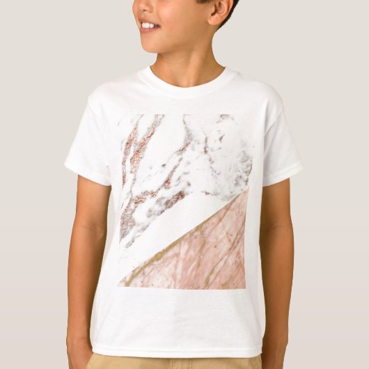T-shirt Feuille d'or rose au-dessus de marbre (Devant)