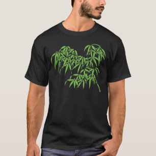 T-shirt Feuille en bambou vert clair sur le noir