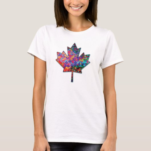 T-shirt Feuille et ombre d'érable du Canada de mosaïque (Devant)
