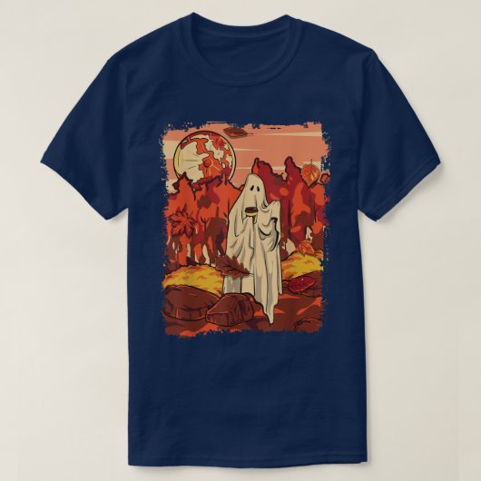 T-shirt Feuille Ghost Café Automne Feuilles Automne Saison (Design devant)