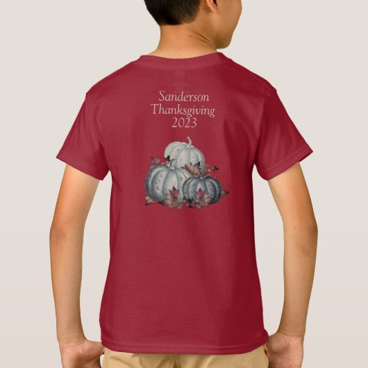 T-shirt Feuilles automnales Citrouille Rustique Bleu (Dos)