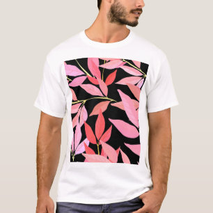 T-shirt Feuilles botaniques, motif sans couture colorée.